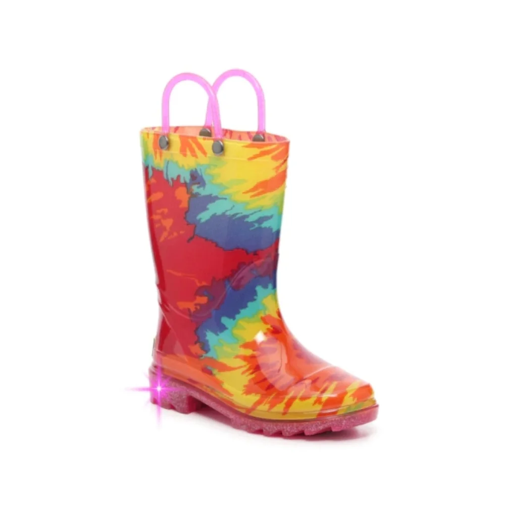 NIB Kids Tie Dye Rain Boot Light Up Western Chief Toddler Size 5